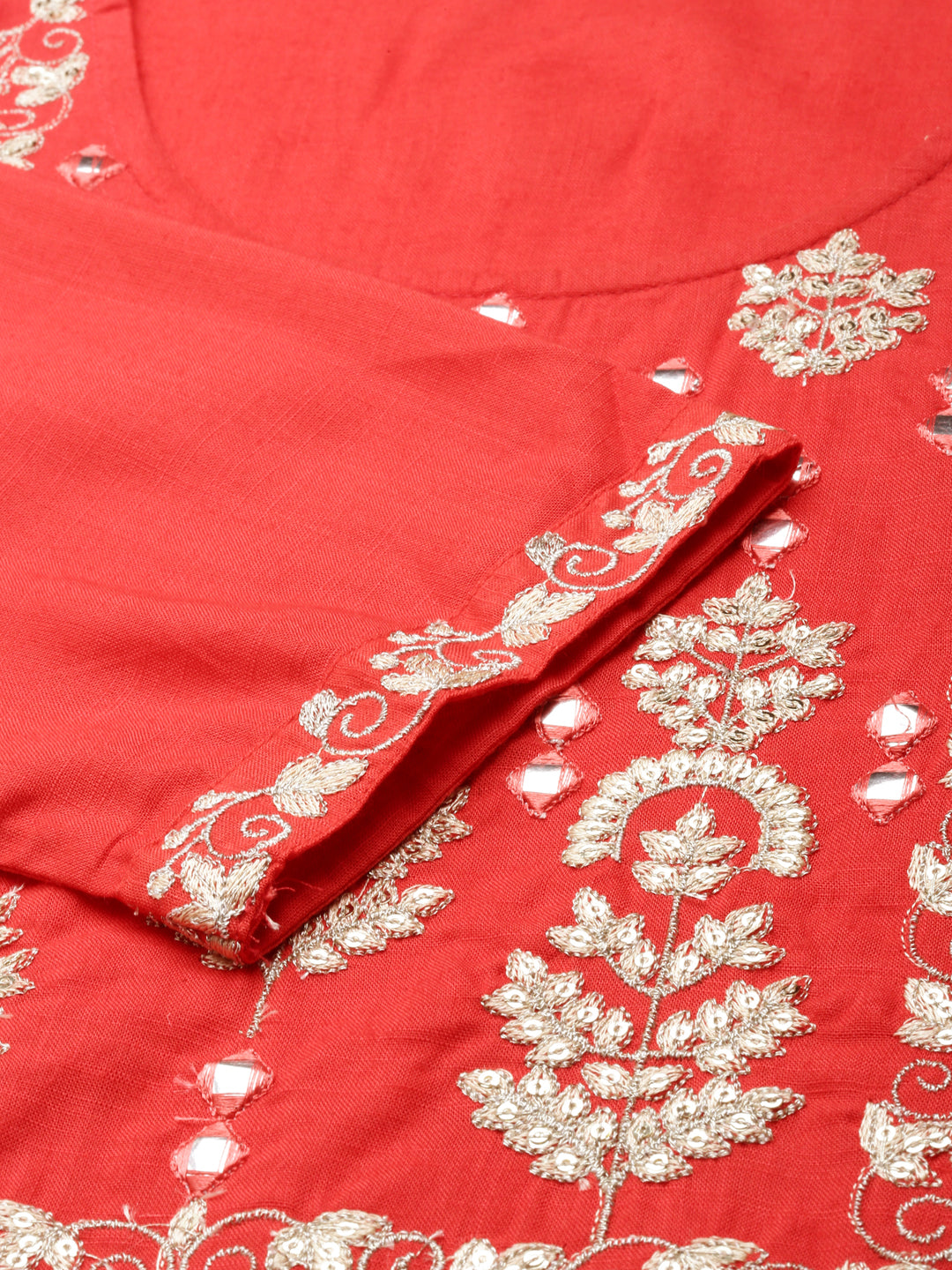 Women's Coral Embroidered Straight Cotton Straight Kurta