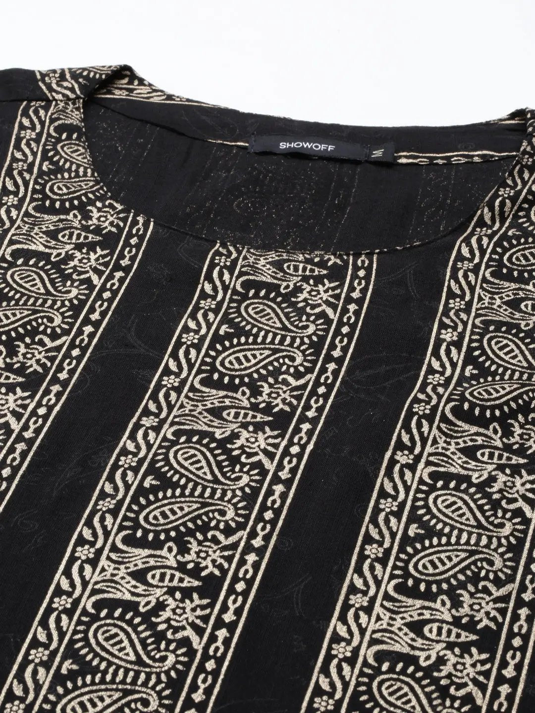 Women's Black Embellished Straight Kurta