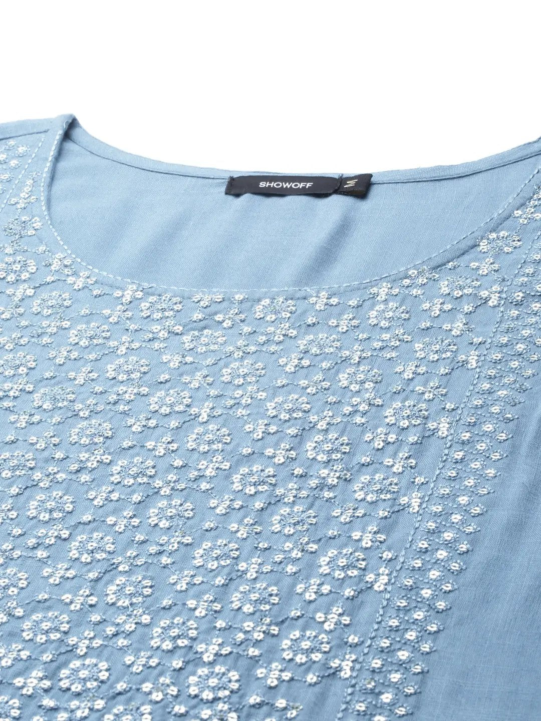 Women's Blue Solid Straight Kurta