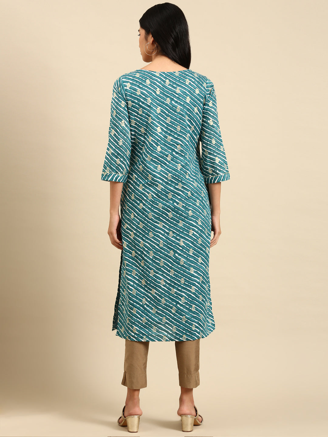 Women's Blue Printed Straight Kurta