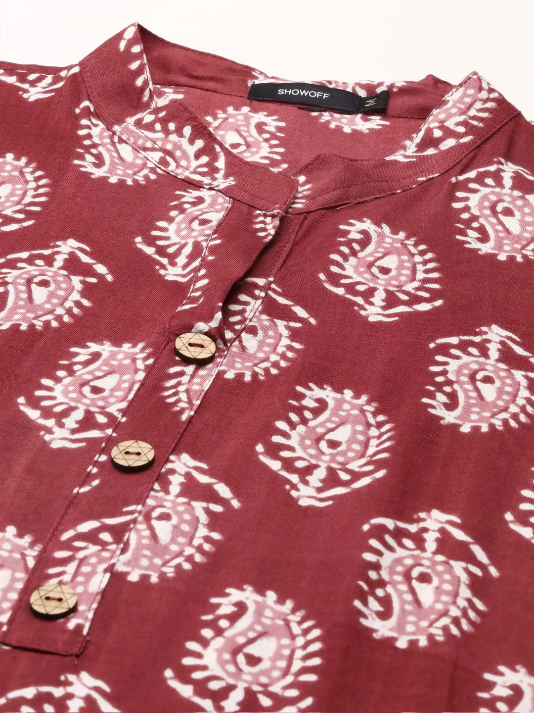 Women's Red Printed Straight Kurta