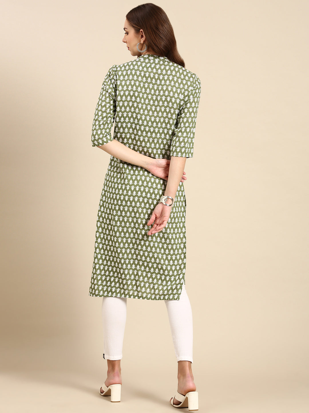 Women's Green Printed Straight Kurta