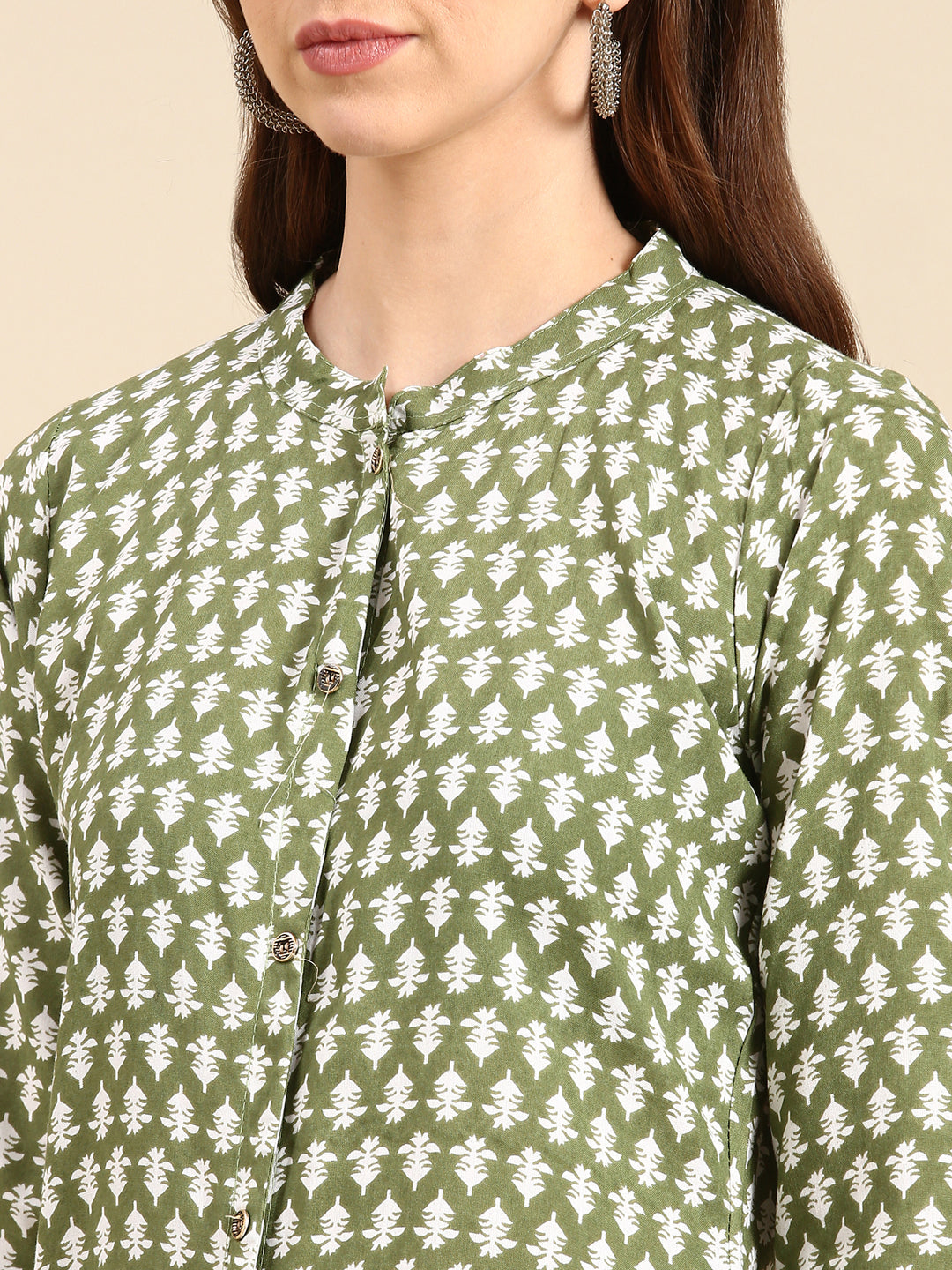 Women's Green Printed Straight Kurta