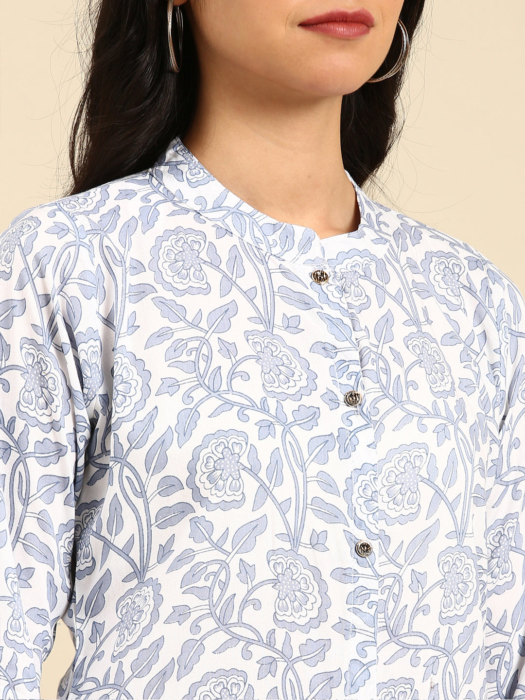 Women's White Printed Straight Kurta