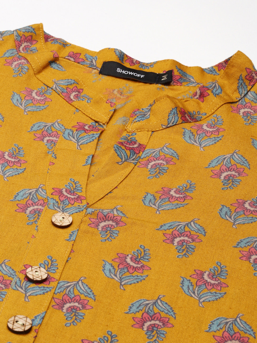 Women's Mustard Printed Straight Kurta