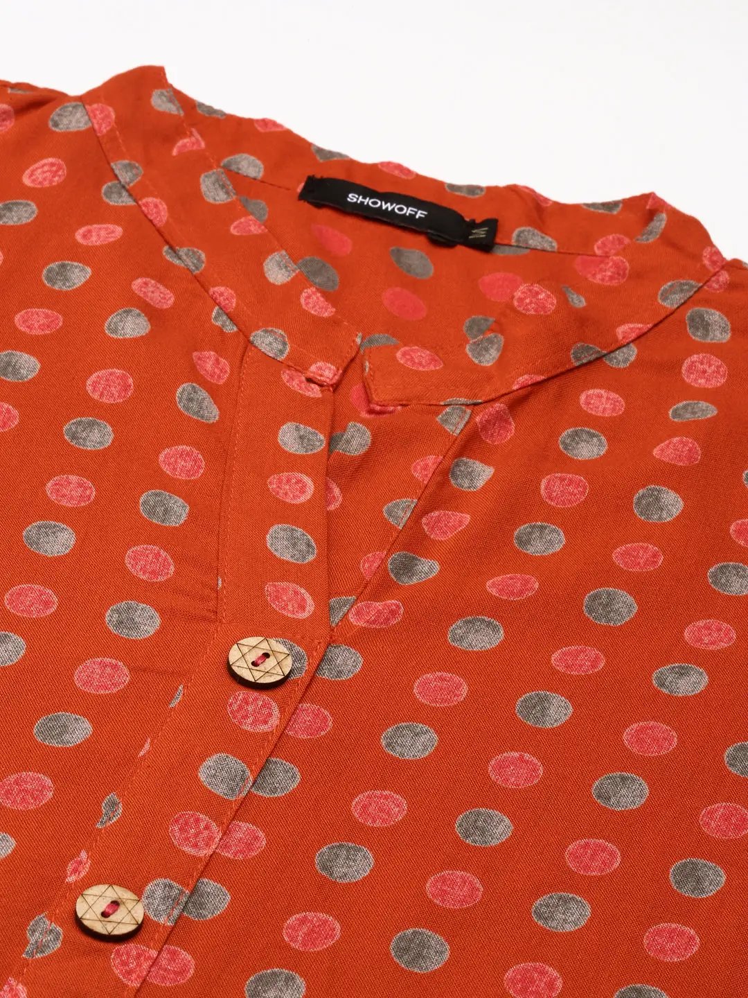 Women's Orange Printed Straight Kurta