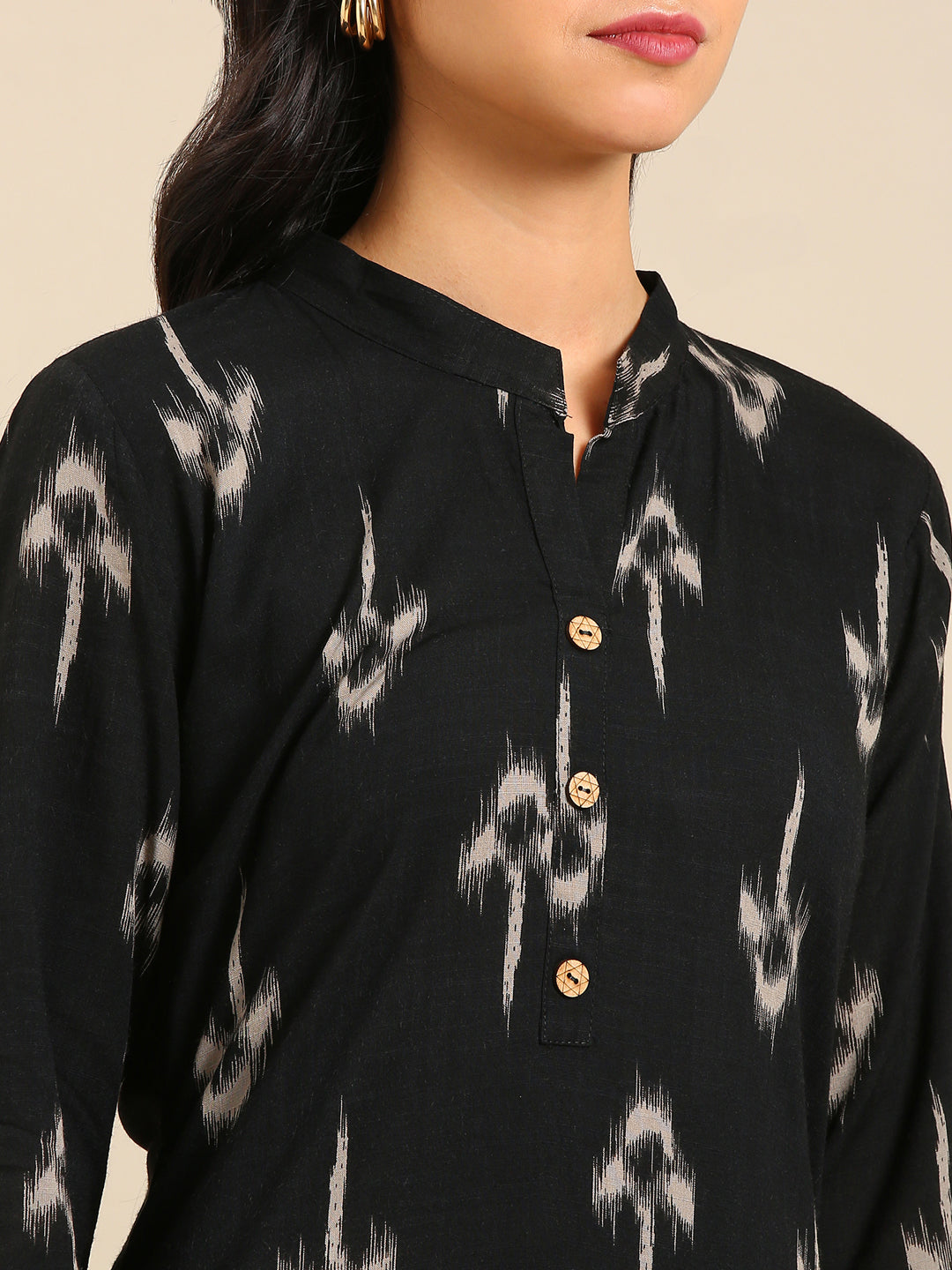 Women's Black Printed Straight Kurta