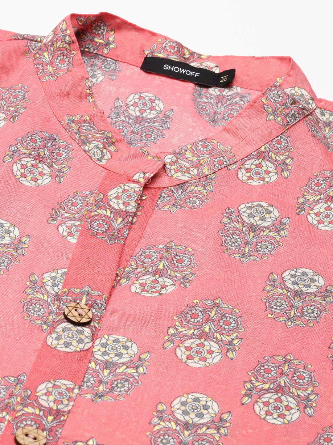 Women's Pink Printed Straight Kurta