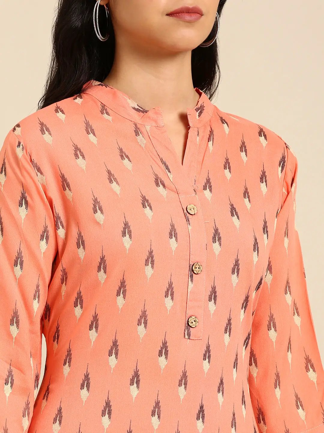 Women's Pink Printed Straight Kurta