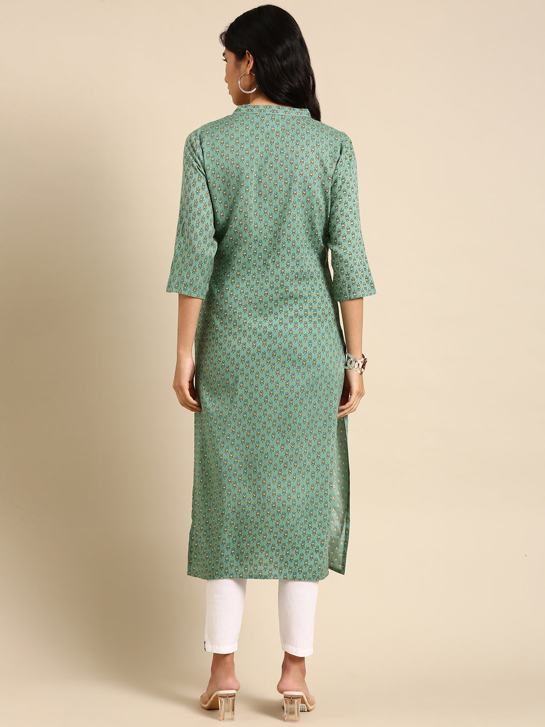 Women's Green Printed Straight Kurta