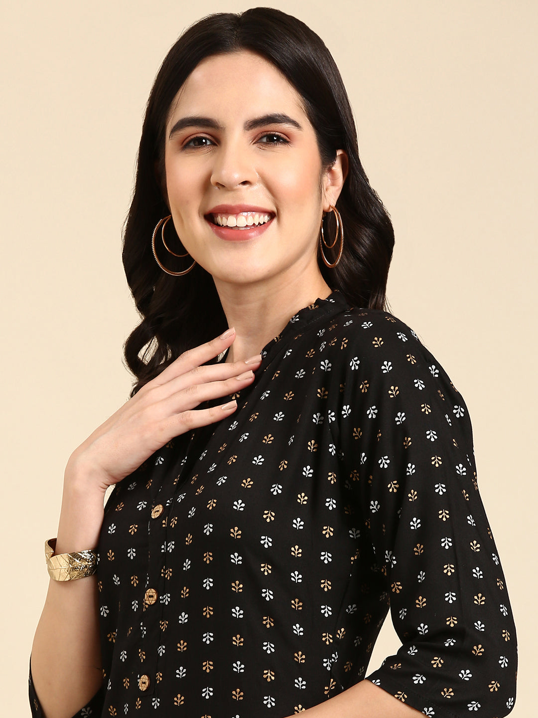 Women's Black Printed Straight Kurta