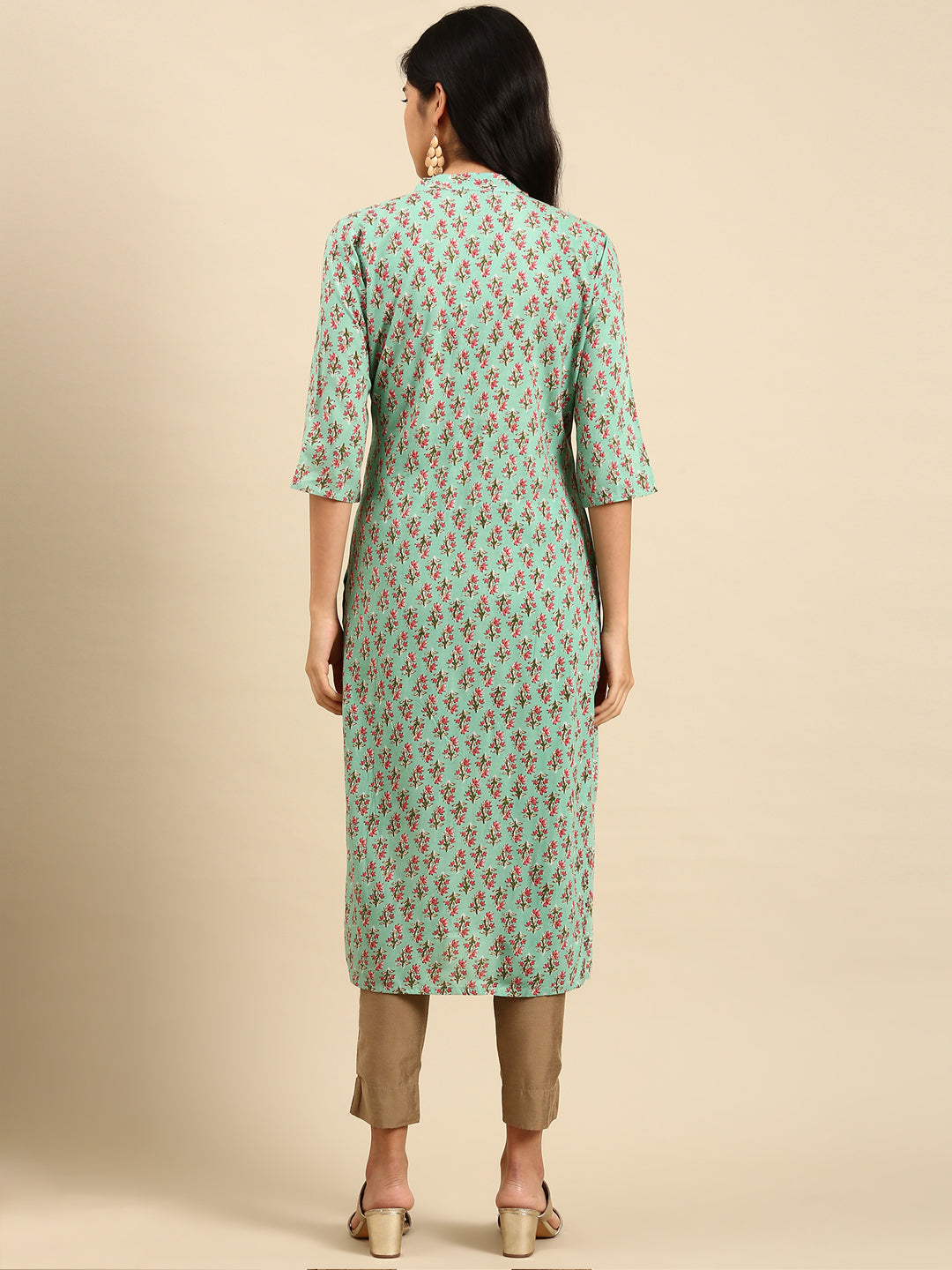 Women's Green Printed Straight Kurta