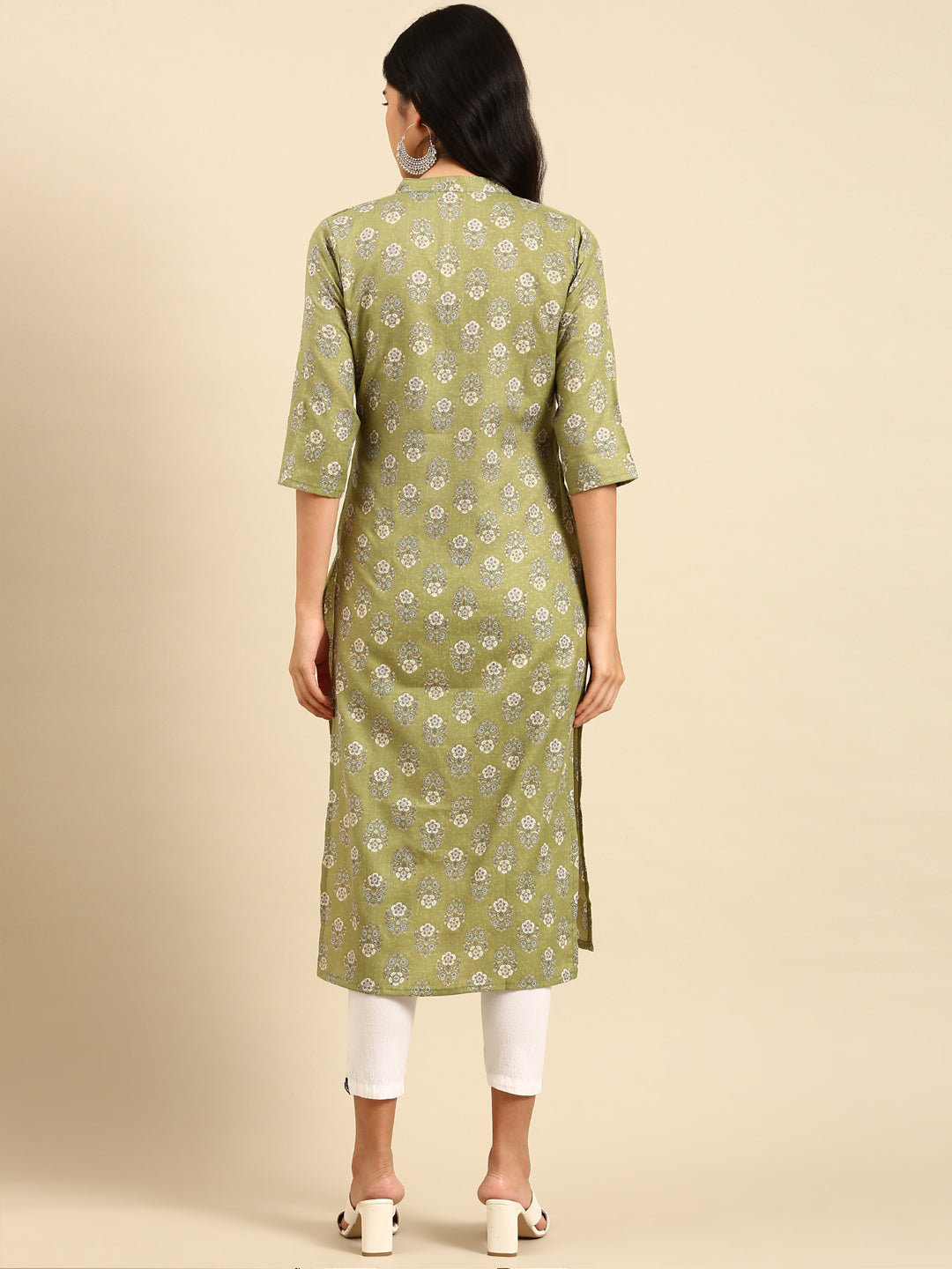 Women's Green Printed Straight Kurta