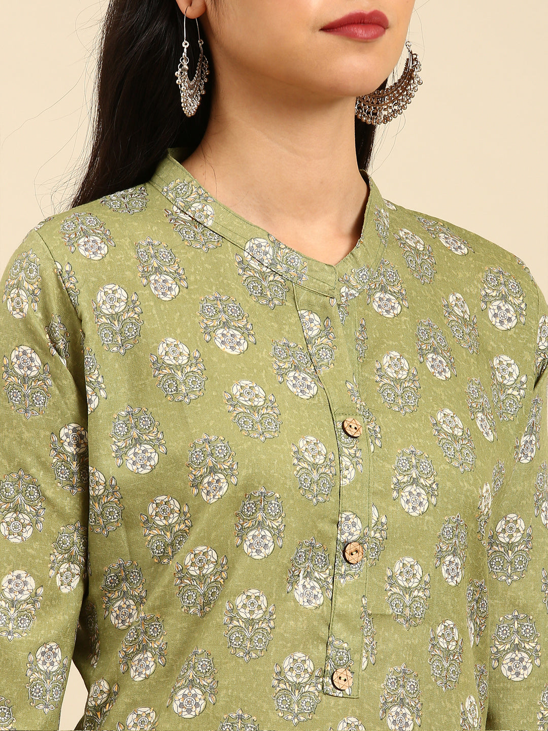 Women's Green Printed Straight Kurta