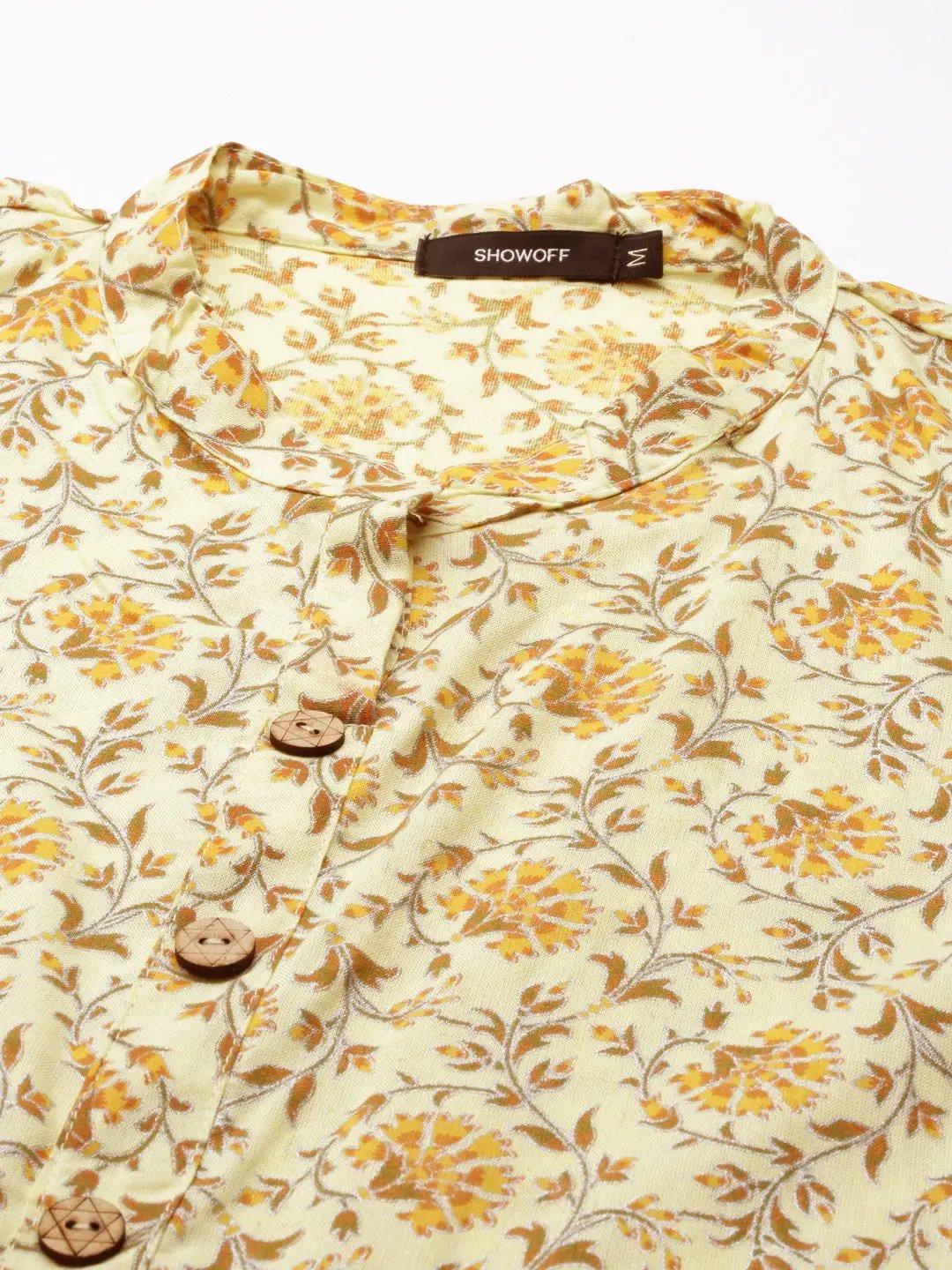Women's Yellow Printed Straight Kurta