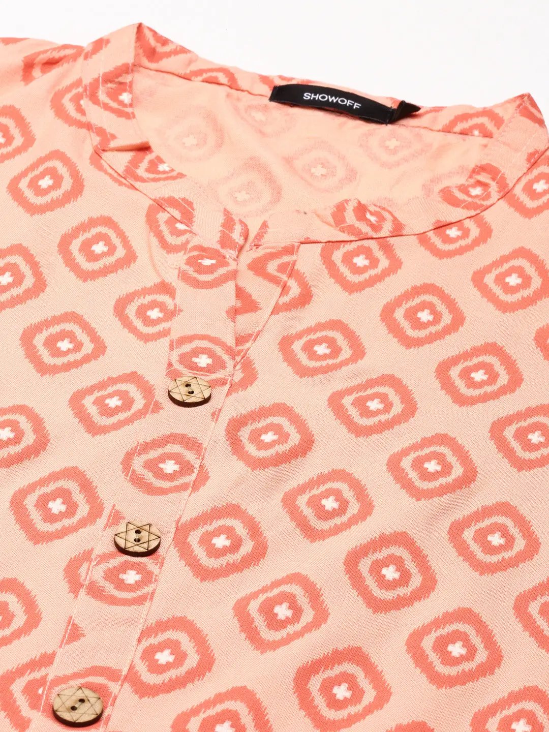 Women's Orange Printed Straight Kurta