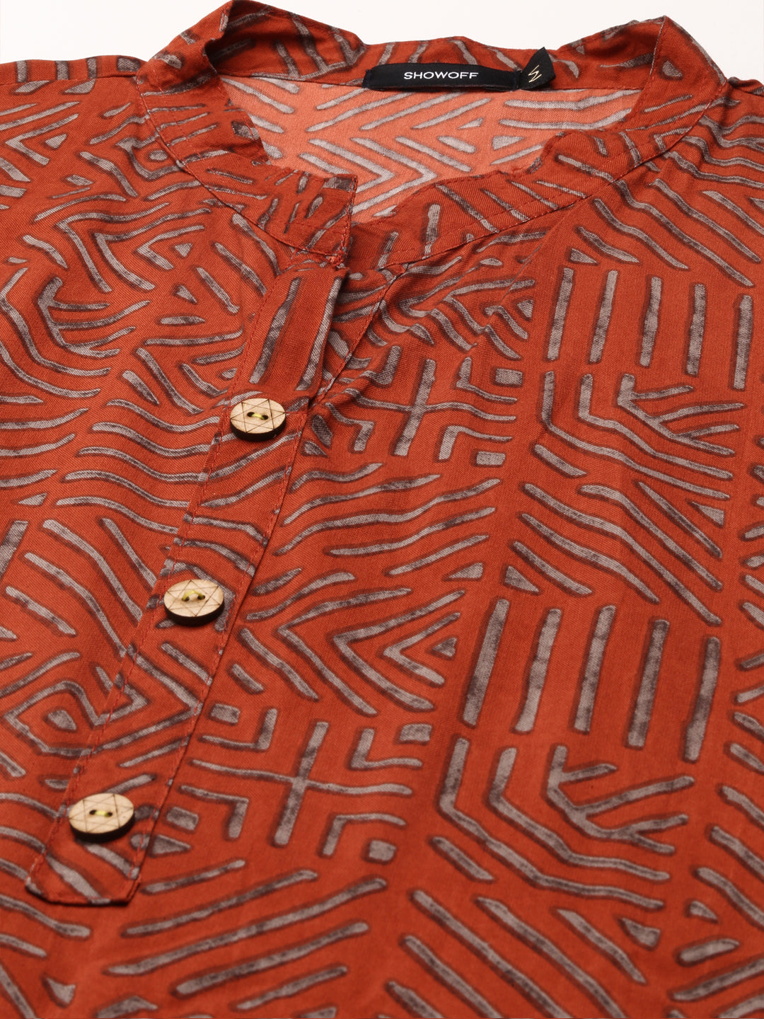 Women's Orange Printed Straight Kurta