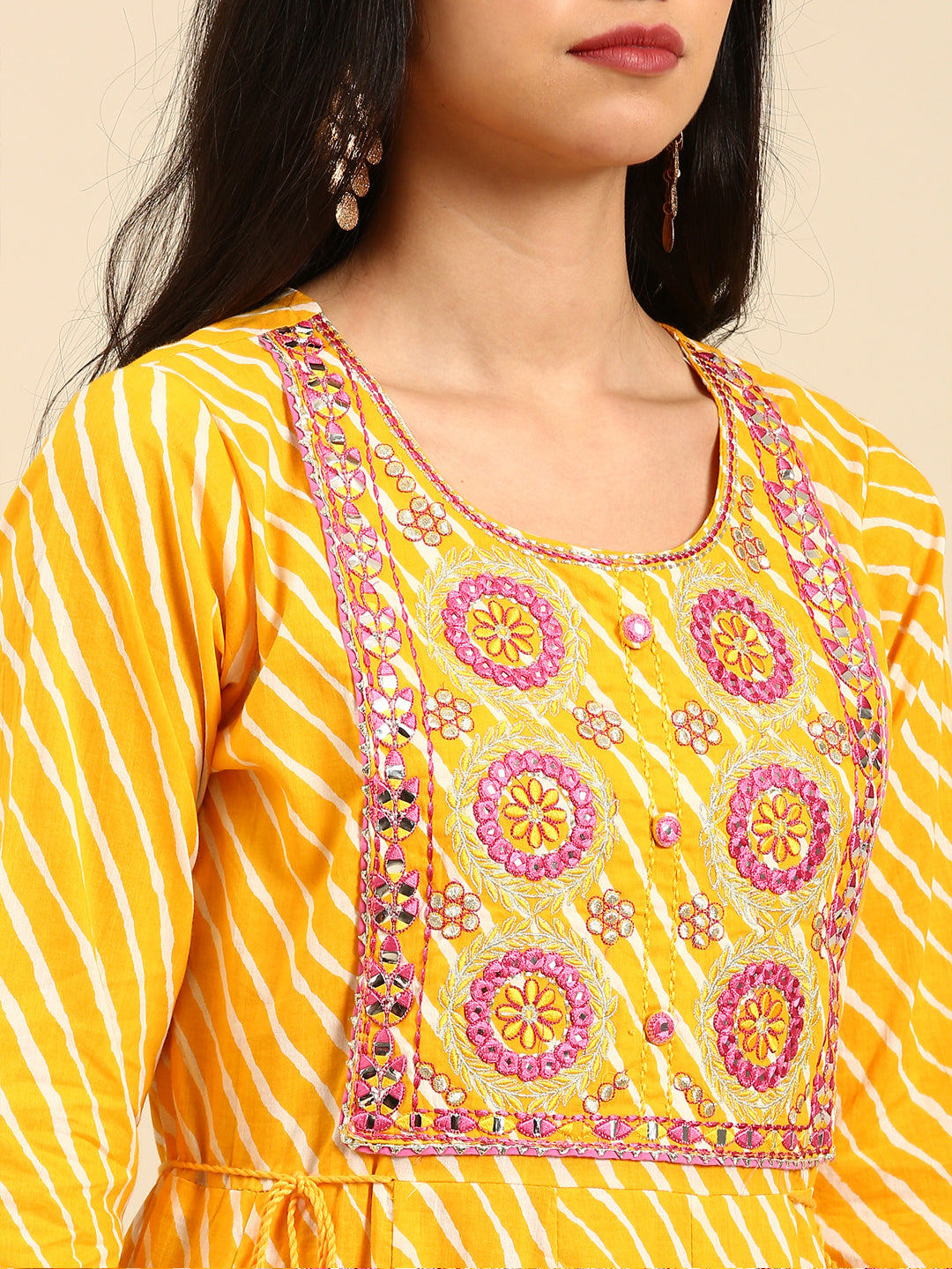 Women's Yellow Printed Anarkali Kurta