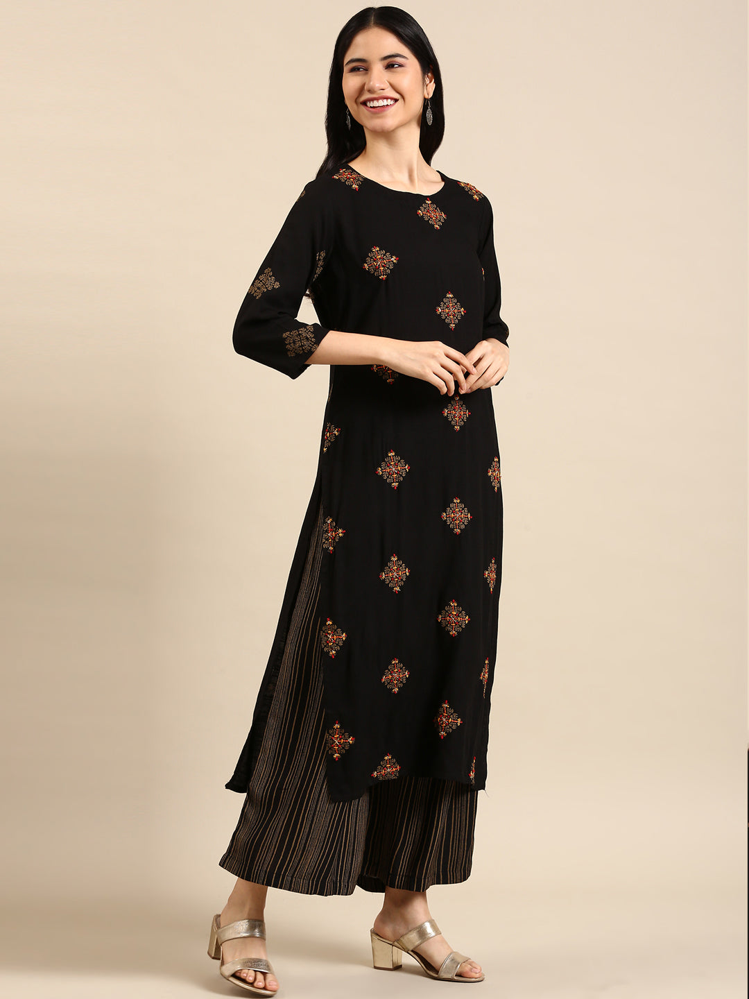 Women's Black Printed Kurta Set