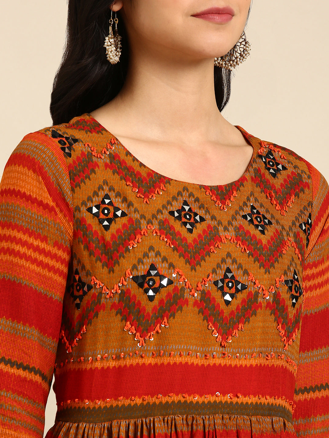 Women's Multi Embellished Anarkali Kurta