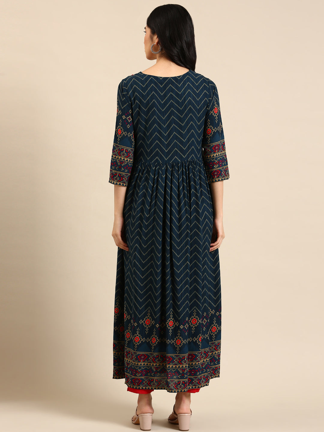 Women's Blue Printed Anarkali Kurta