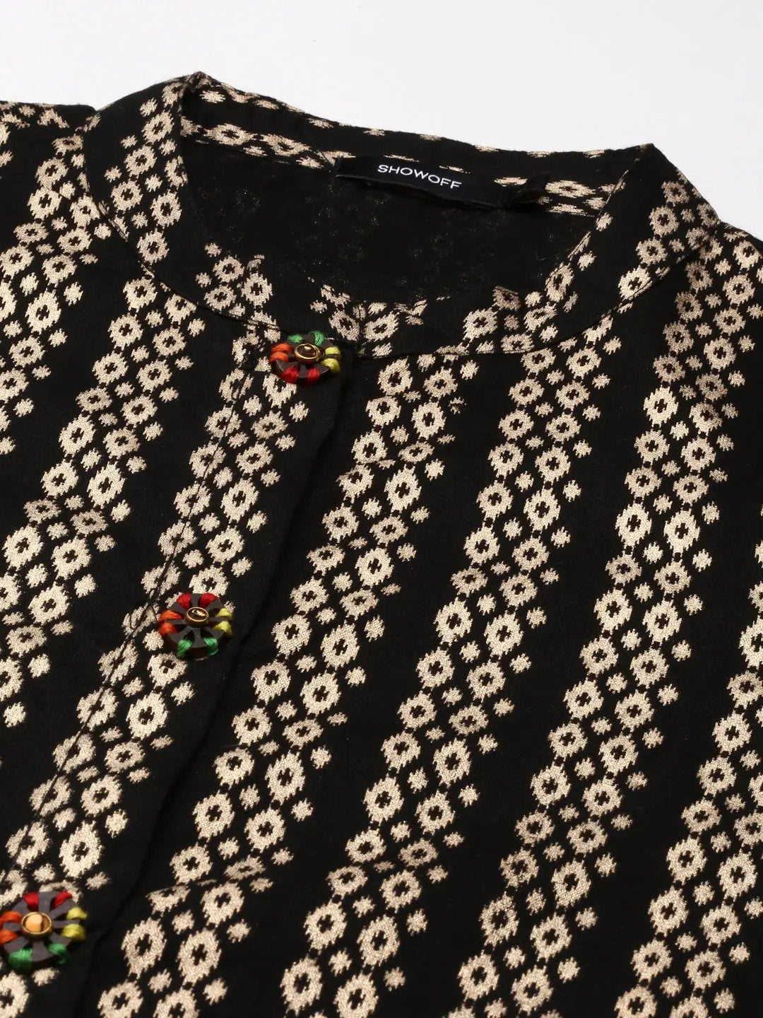 Women's Black Printed Straight Kurta