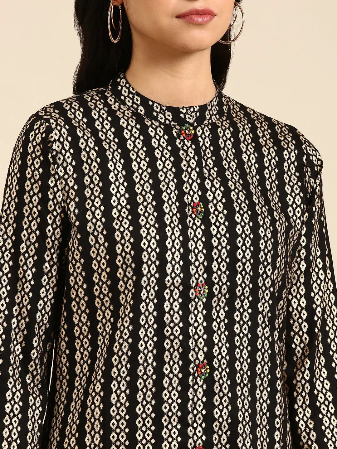 Women's Black Printed Straight Kurta