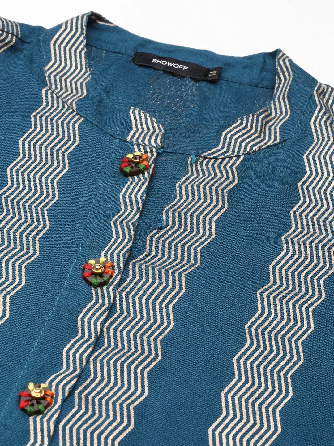 Women's Teal Embellished Straight Kurta