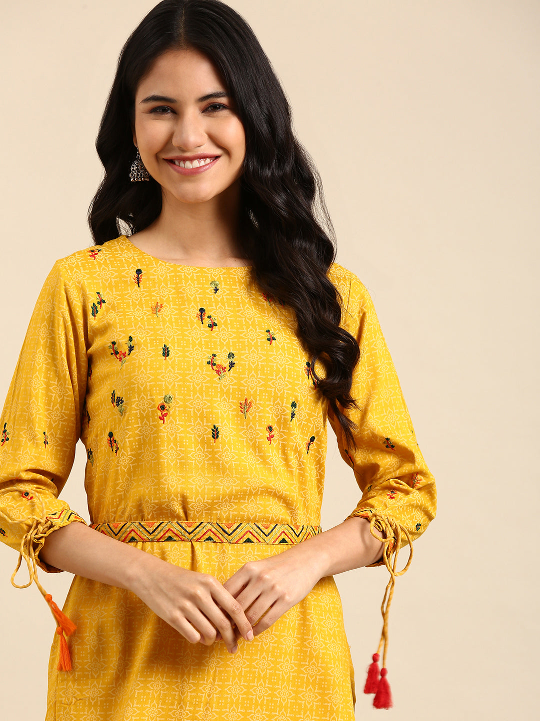 Women's Yellow Printed Straight Kurta