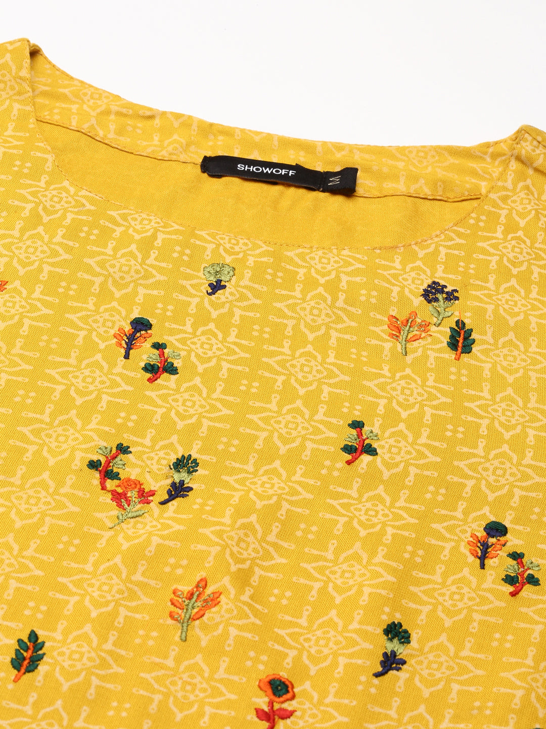 Women's Yellow Printed Straight Kurta