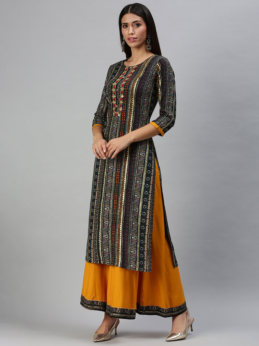 Women's Blue Printed Kurta Sets