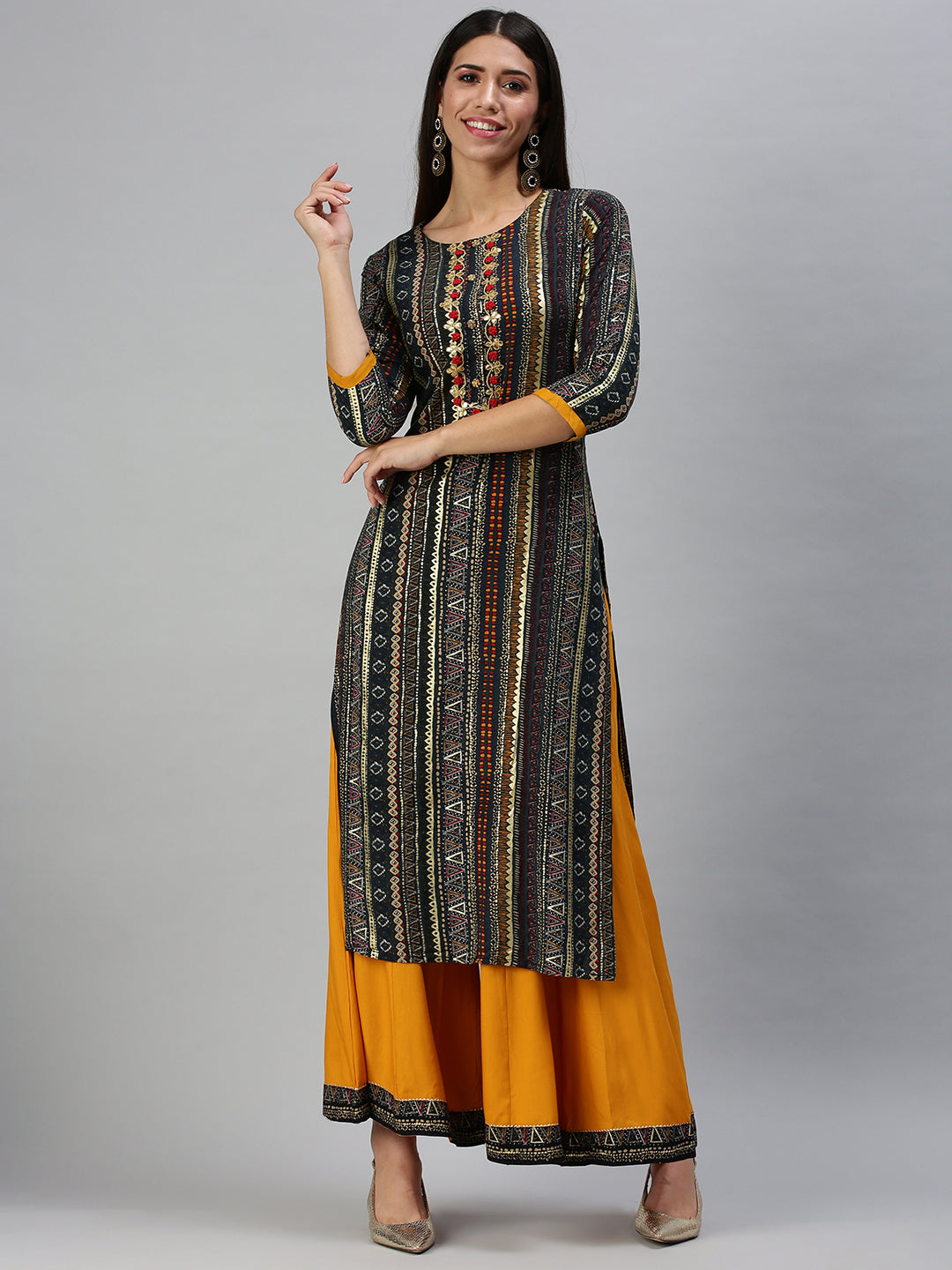 Women's Blue Printed Kurta Sets