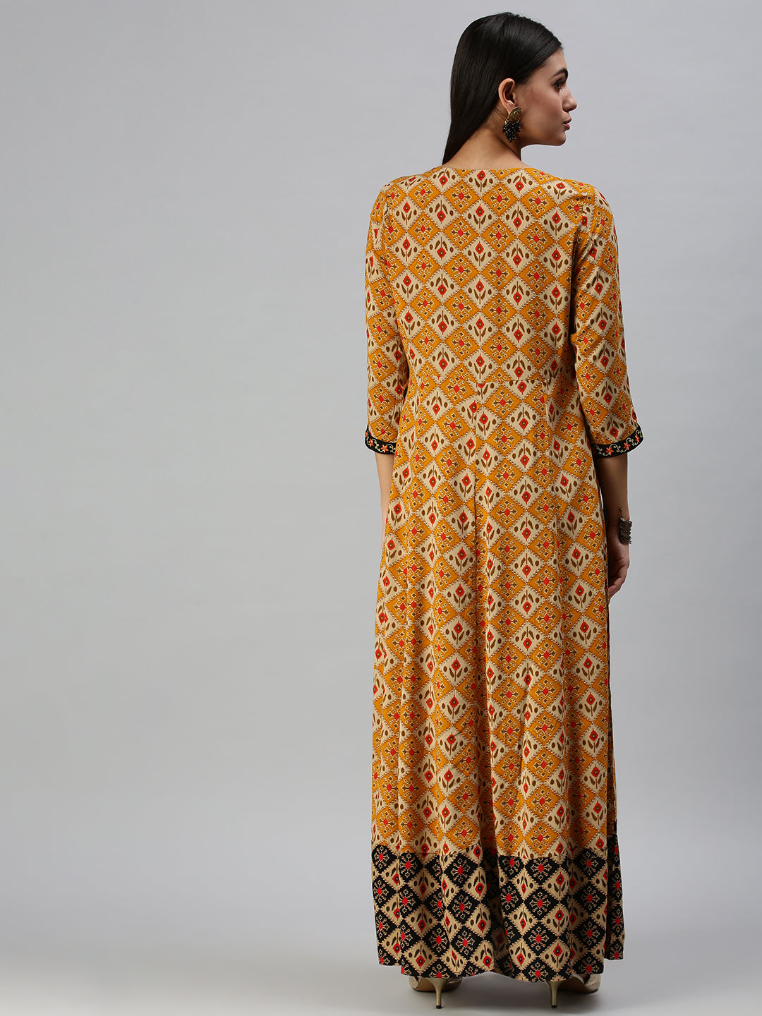 Women's Mustard Printed Anarkali Kurta