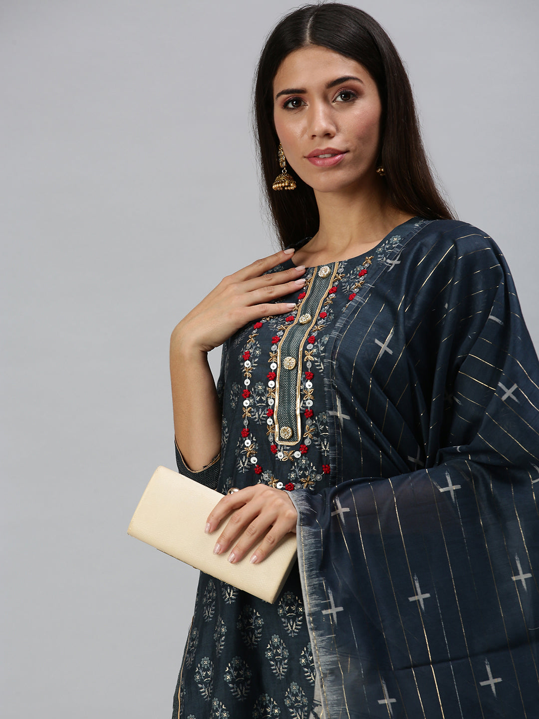 Women's Blue Printed Kurta Sets