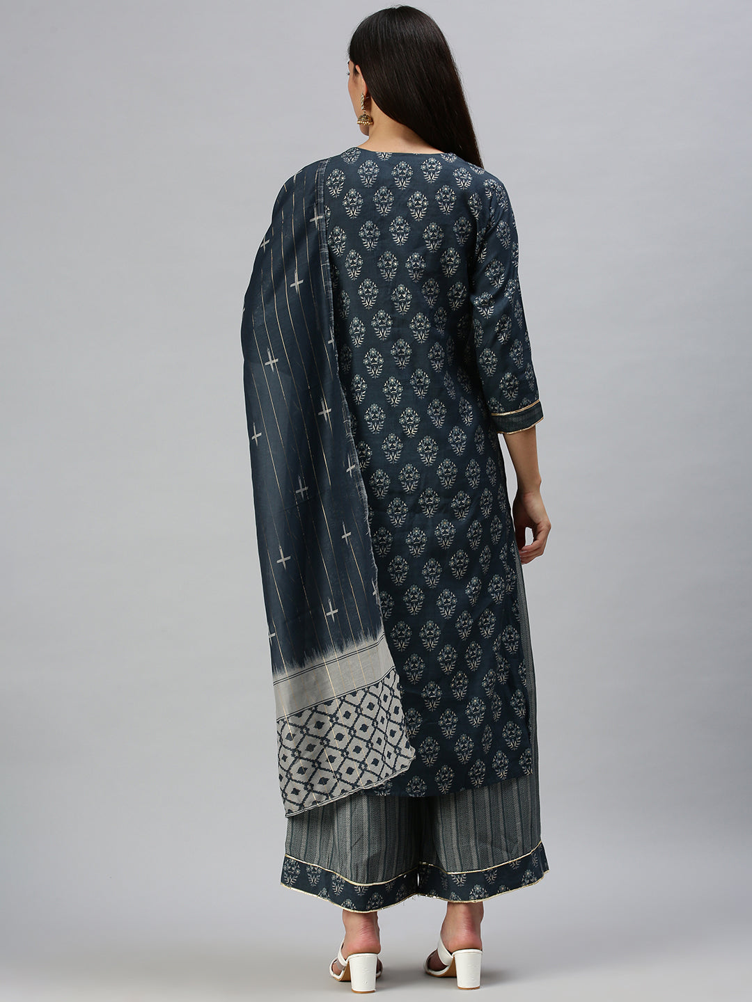 Women's Blue Printed Kurta Sets