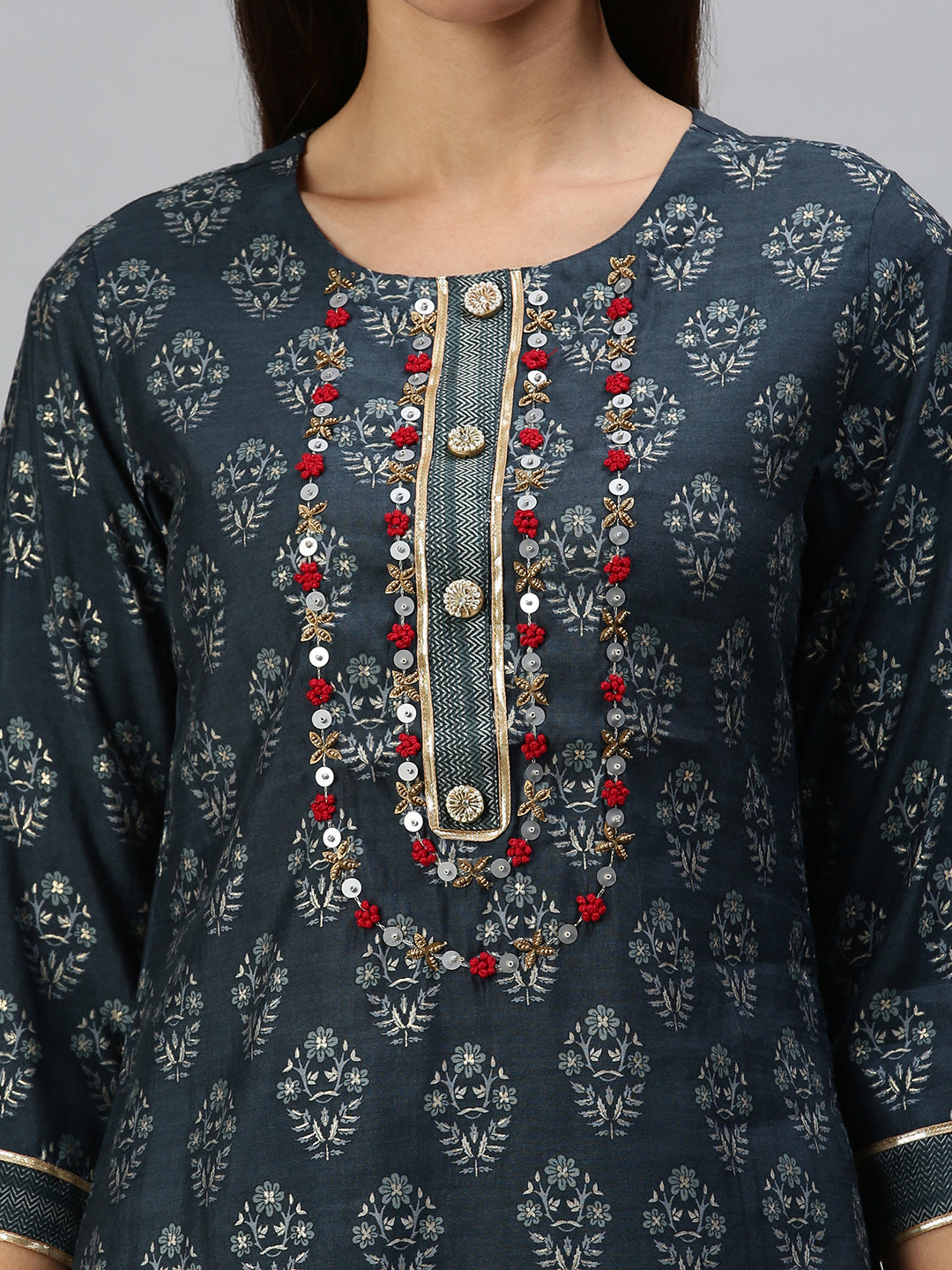 Women's Blue Printed Kurta Sets