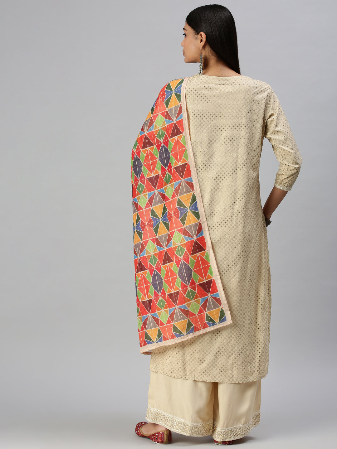 Women's Beige Printed Kurta Sets