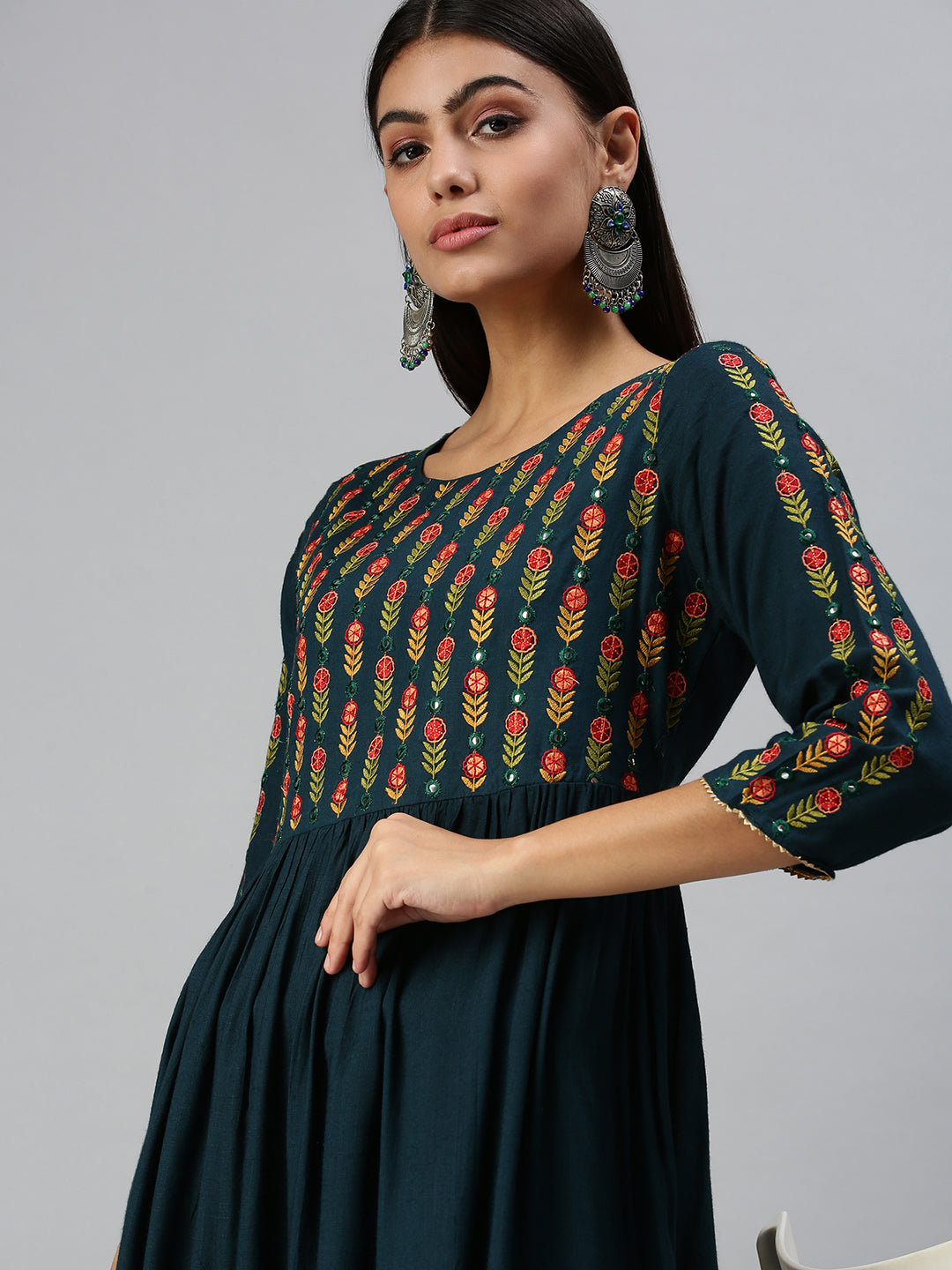 Women's Blue Floral Anarkali Kurta