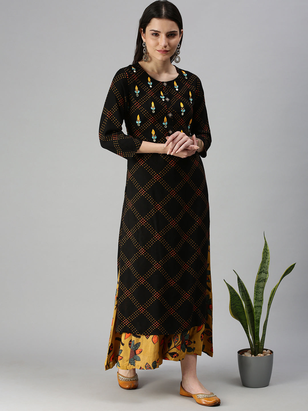 Women's Black Printed Kurta Set