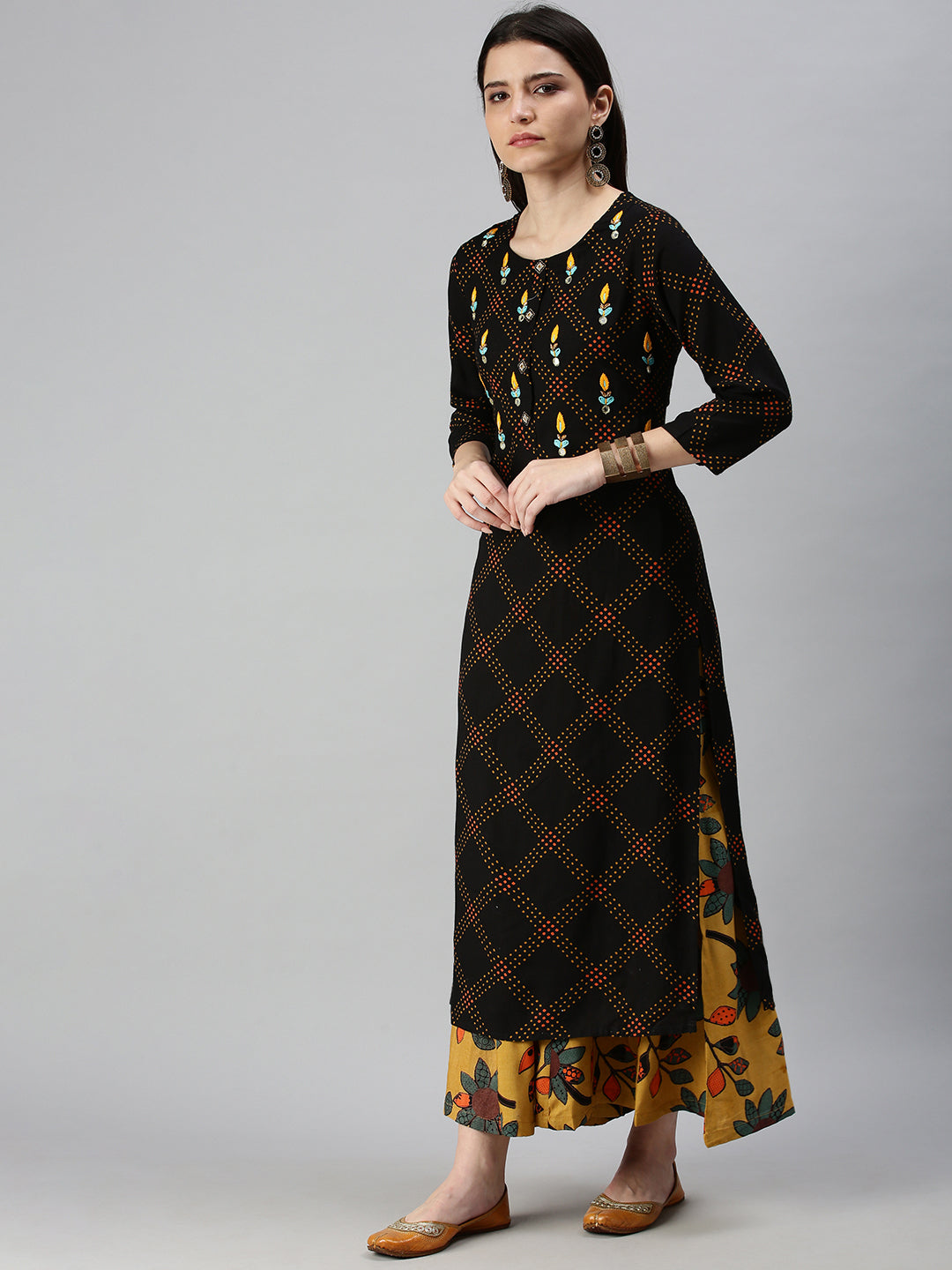 Women's Black Printed Kurta Set