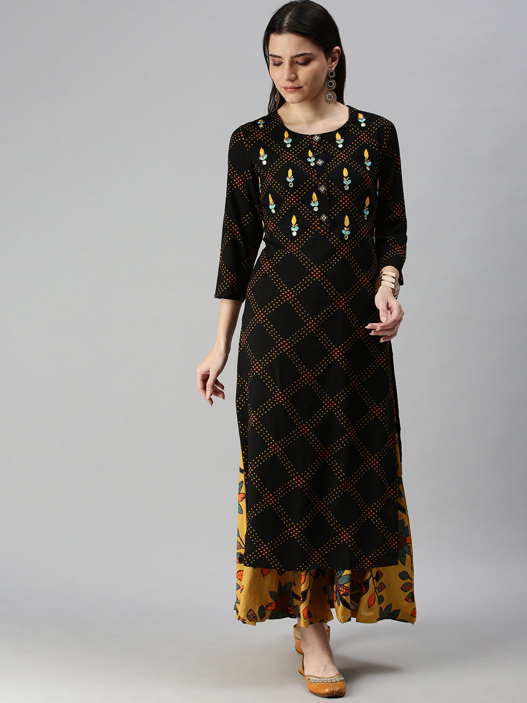 Women's Black Printed Kurta Set