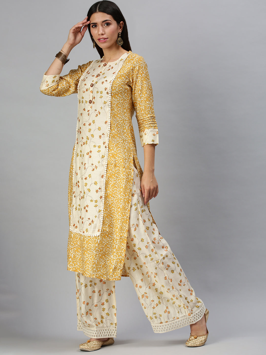 Women's Yellow Printed Kurta Sets