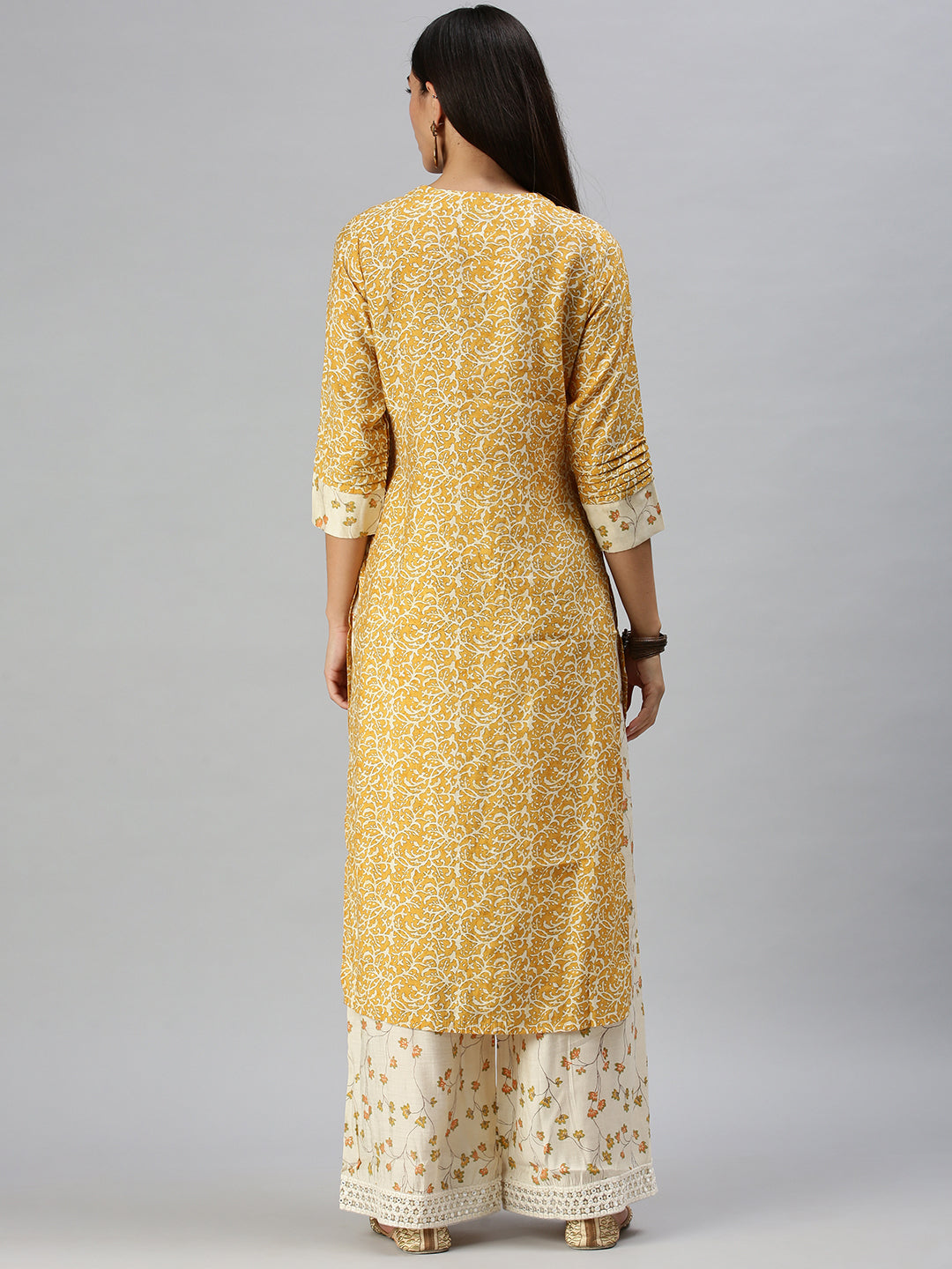 Women's Yellow Printed Kurta Sets