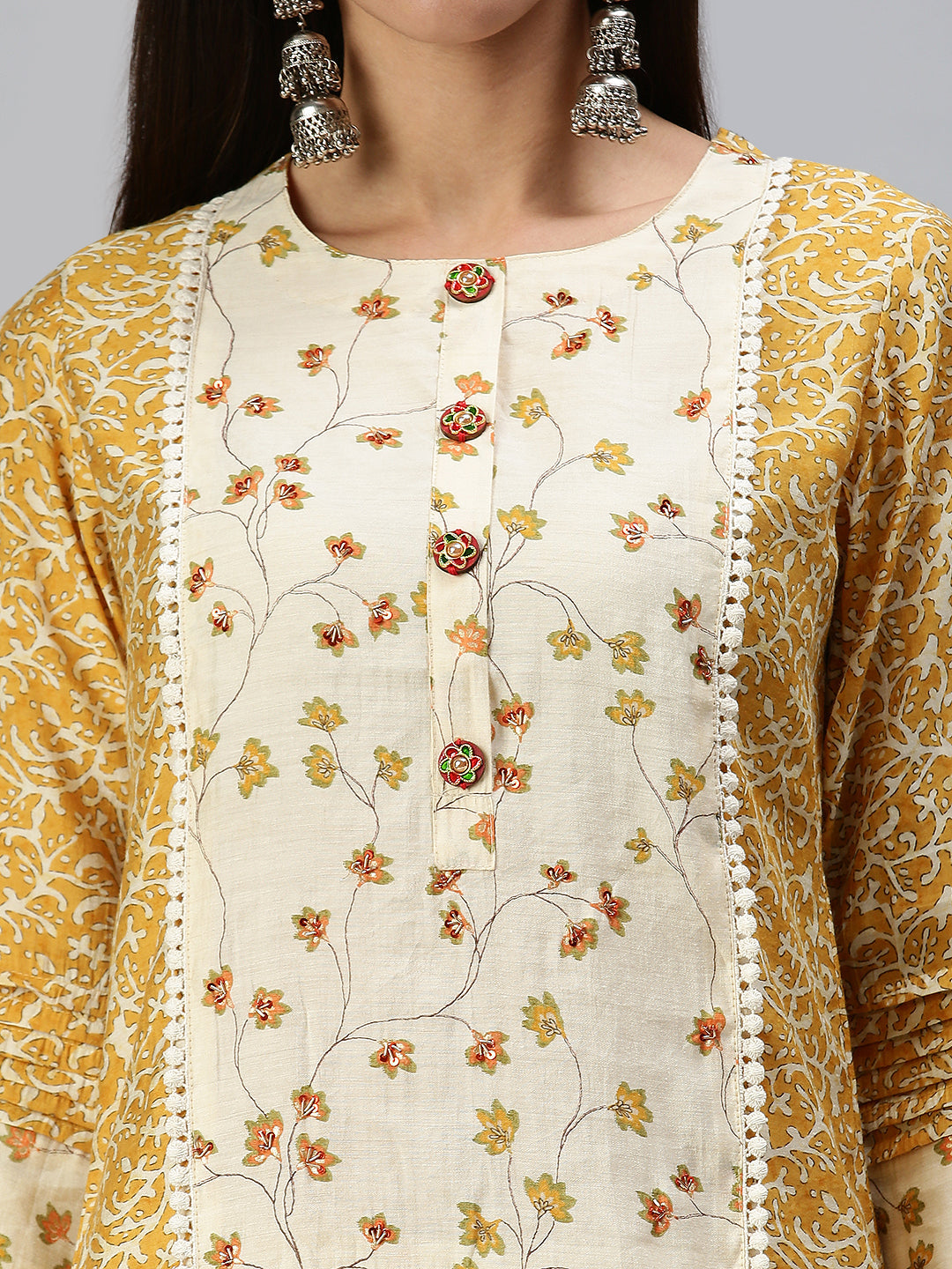 Women's Yellow Printed Kurta Sets