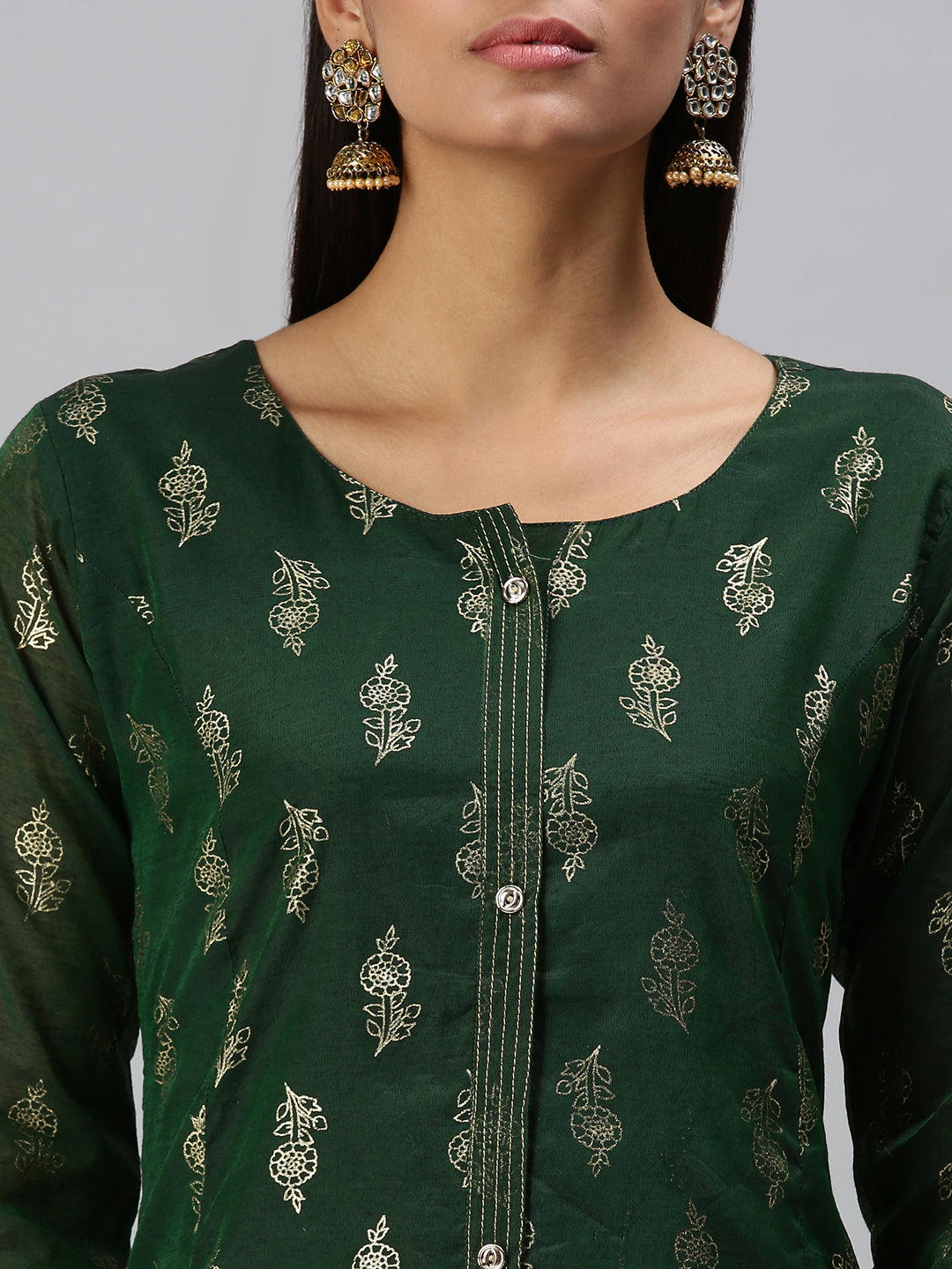 Women's Green Printed Straight Kurta