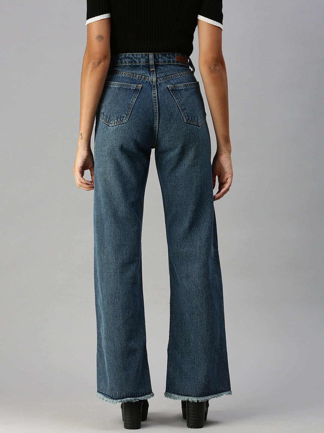Women's Blue Wide Leg High-Rise Denim Jeans