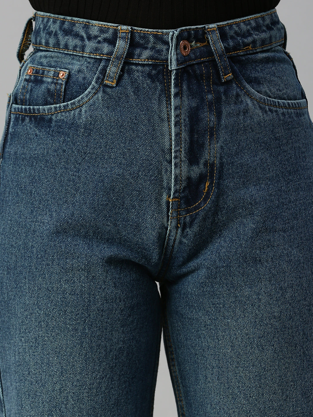 Women's Blue Wide Leg High-Rise Denim Jeans