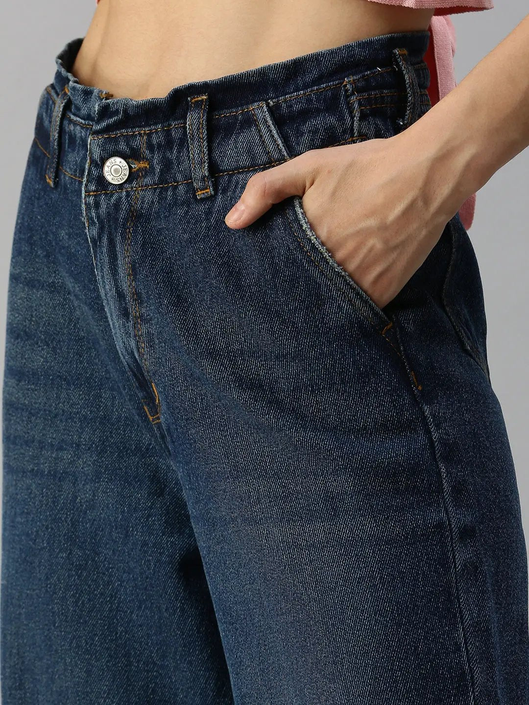 Women's Blue Wide Leg High-Rise Light Fade Denim Jeans