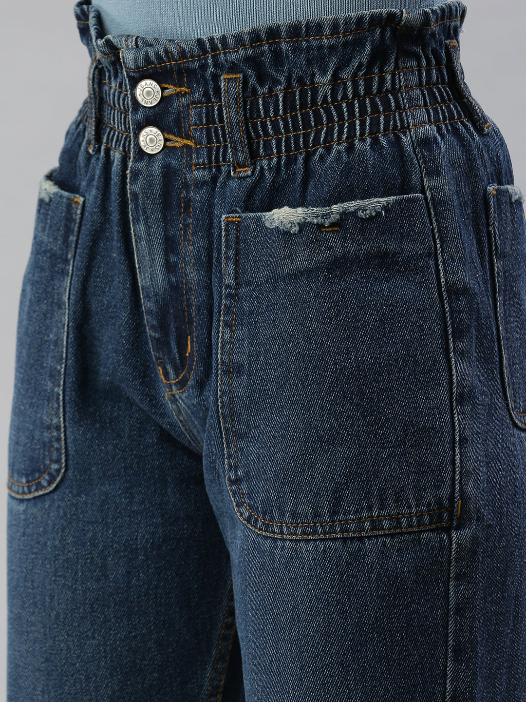 Women's Navy Blue High-Rise Light Fade Denim Jeans