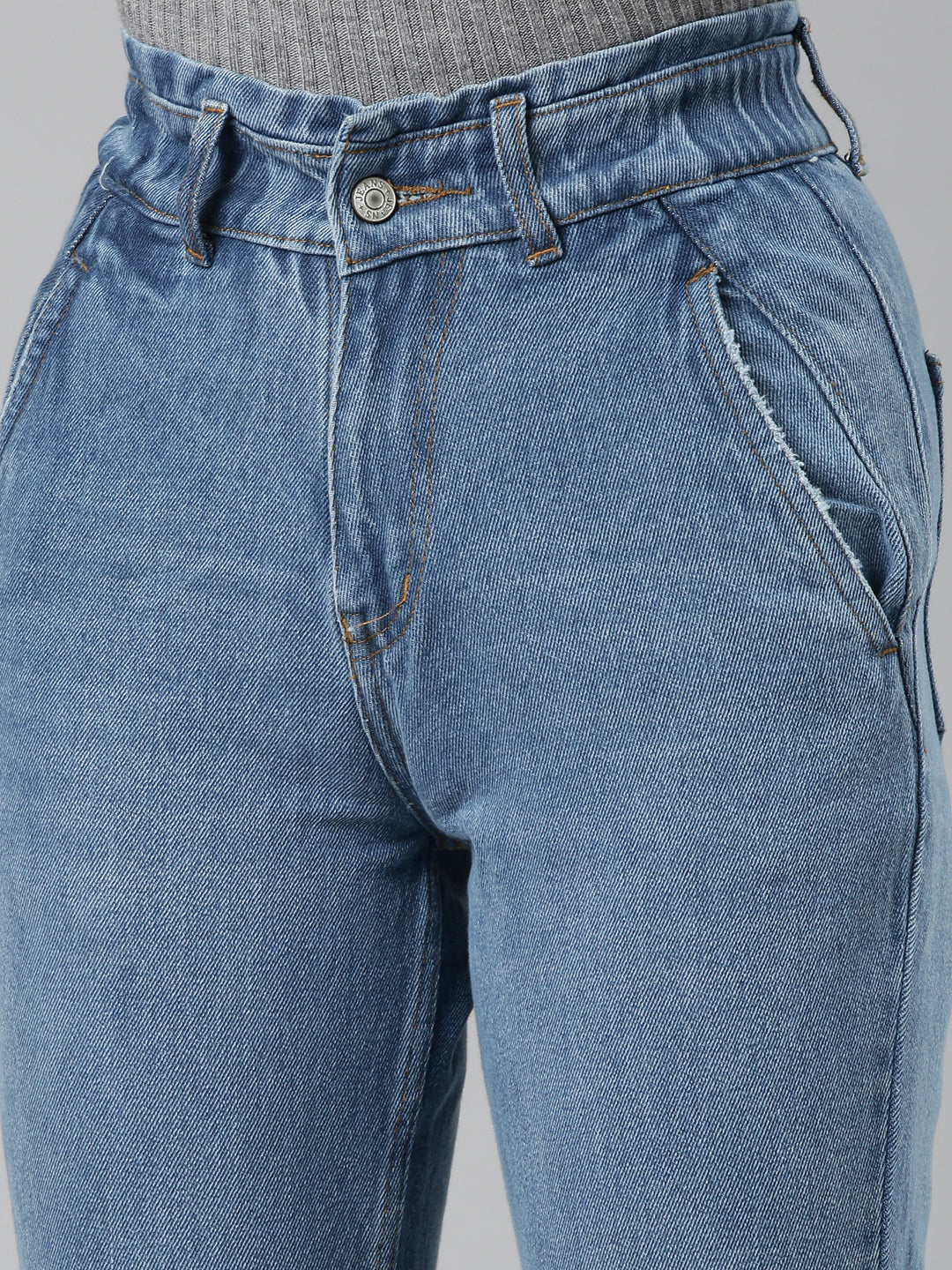 Women Blue Solid Regular Fit Denim Jeans